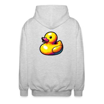 Ente Ente Ente Ente Ente - Unisex Kapuzenjacke - Hellgrau meliert - Hinten - AI Model Male 185 light (185cm)