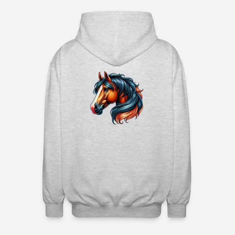 Pferd - Unisex Kapuzenjacke - Hellgrau meliert