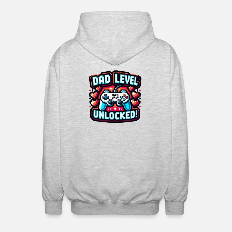Conception de jeu - Niveau papa débloqué - Veste à capuche unisexe - gris clair chiné