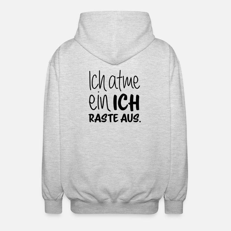 Ich atme ein - ich raste aus - Unisex Kapuzenjacke - Hellgrau meliert