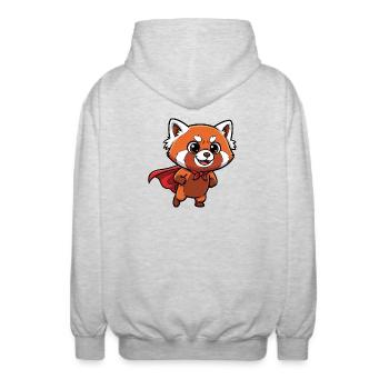 Superheldenkätzchen Design - Unisex Kapuzenjacke - Hellgrau meliert - Hinten - AI Model Male 185 light (185cm)