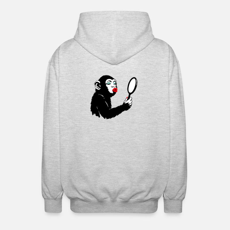 Eitle Affendame mit Spiegel - Unisex Kapuzenjacke - Hellgrau meliert
