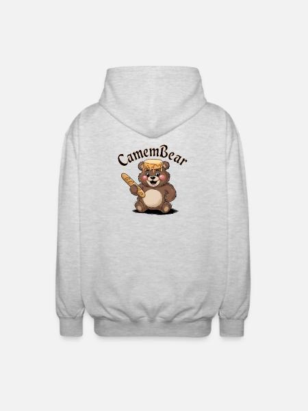 Bear with honey and baguette - Unisex Hooded Jacket - light heather grey