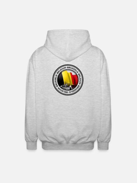 Brussels Landmark Flag Illustration - Unisex Hooded Jacket - light heather grey