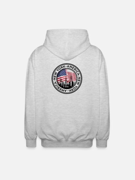 American Skyline with Flag Embrace - Unisex Hooded Jacket - light heather grey