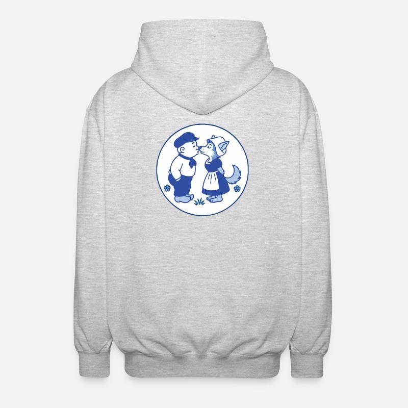 Delft bleu fermier côtes loup - Veste à capuche unisexe - gris clair chiné