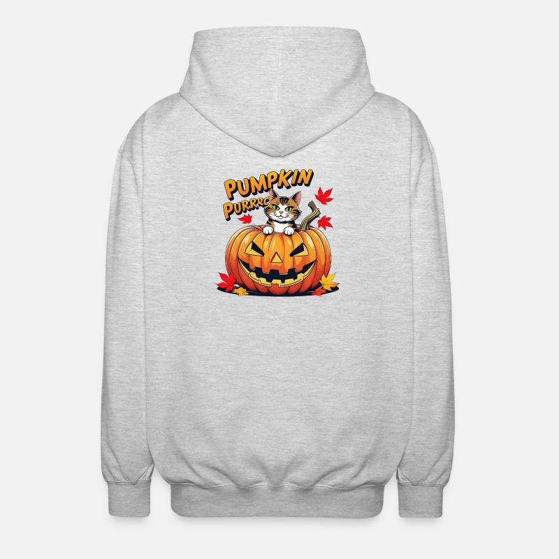 Conception de citrouille d’Halloween pour chat - Veste à capuche unisexe - gris clair chiné