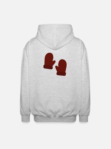 Cozy Winter Mittens Illustration - Unisex Hooded Jacket - light heather grey