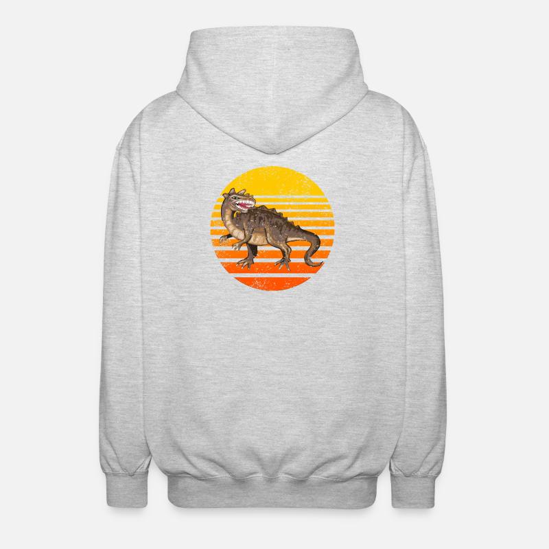 Dinosaure Coucher De Soleil Design - Veste à capuche unisexe - gris clair chiné