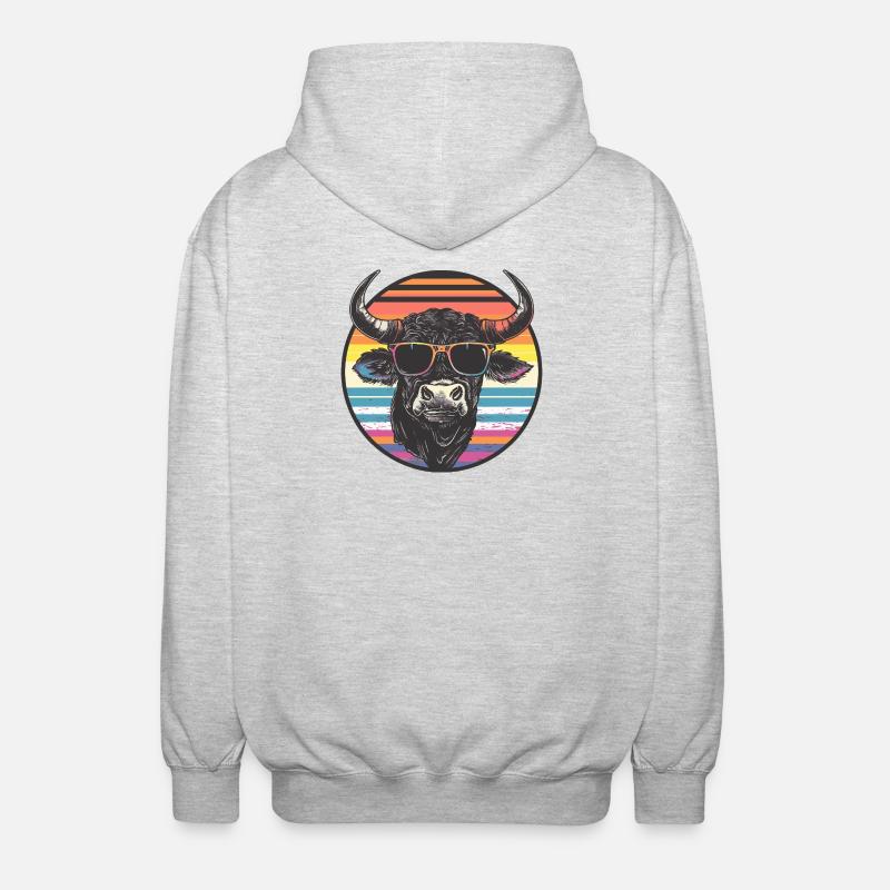 Bison décontracté avec lunettes de soleil - Veste à capuche unisexe - gris clair chiné