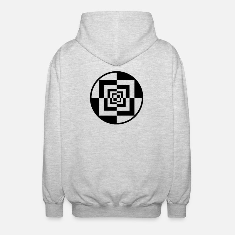 Hypnotischer Schachbrett-Tunnel - Unisex Kapuzenjacke - Hellgrau meliert