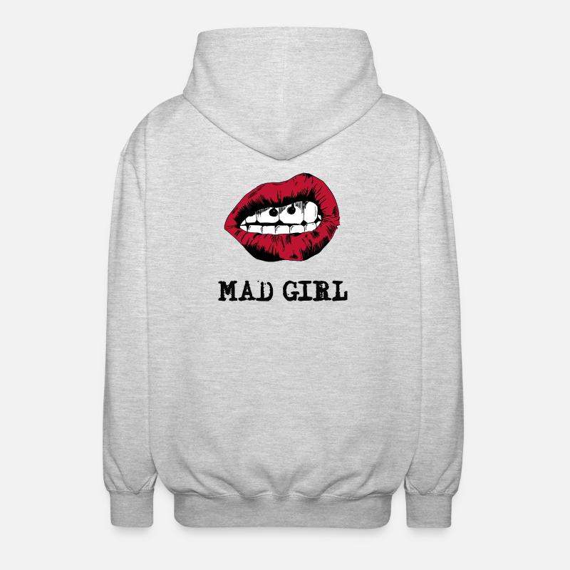 Exciting Lips with Surreal Faces - Unisex Hooded Jacket - light heather grey