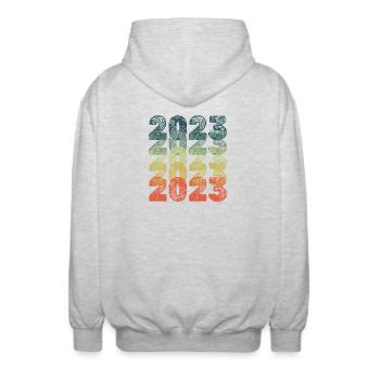 2023 - Unisex Kapuzenjacke - Hellgrau meliert - Hinten - AI Model Male 185 light (185cm)