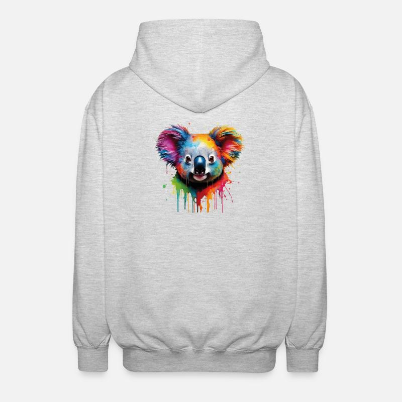 Arc-en-ciel Koala Aquarelle - Veste à capuche unisexe - gris clair chiné