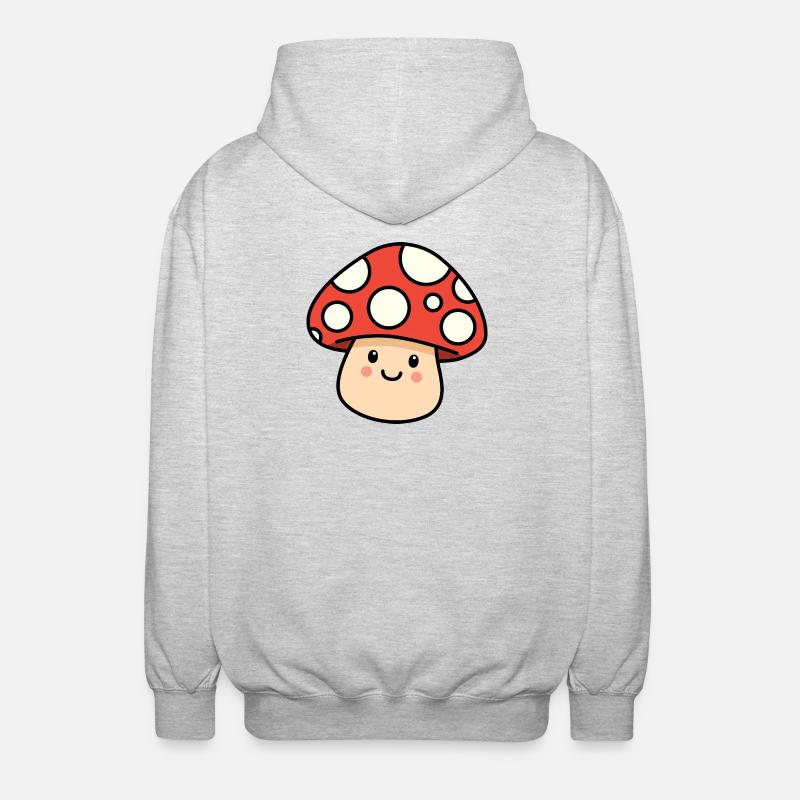 Champignon kawaii – Champignon joyeux - Veste à capuche unisexe - gris clair chiné