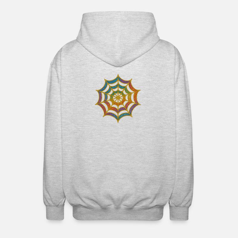 Spinnennetz | Regenbogen-Spinnenweb Goldglitzer - Unisex Kapuzenjacke - Hellgrau meliert