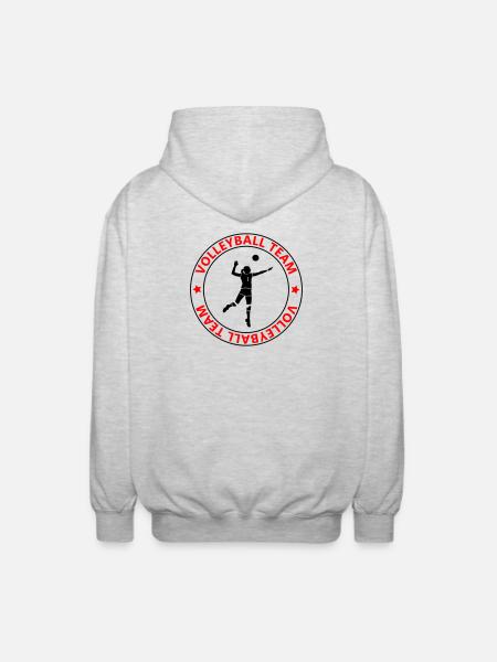 Volleyball Team Circle Emblem - Unisex Hooded Jacket - light heather grey