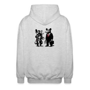 Worker Rat and Office Rat - Unisex Hooded Jacket - light heather grey - Back - AI Model Male 185 light (185cm)