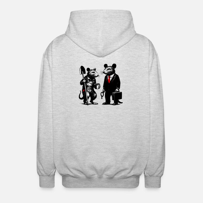 Worker Rat and Office Rat - Unisex Hooded Jacket - light heather grey