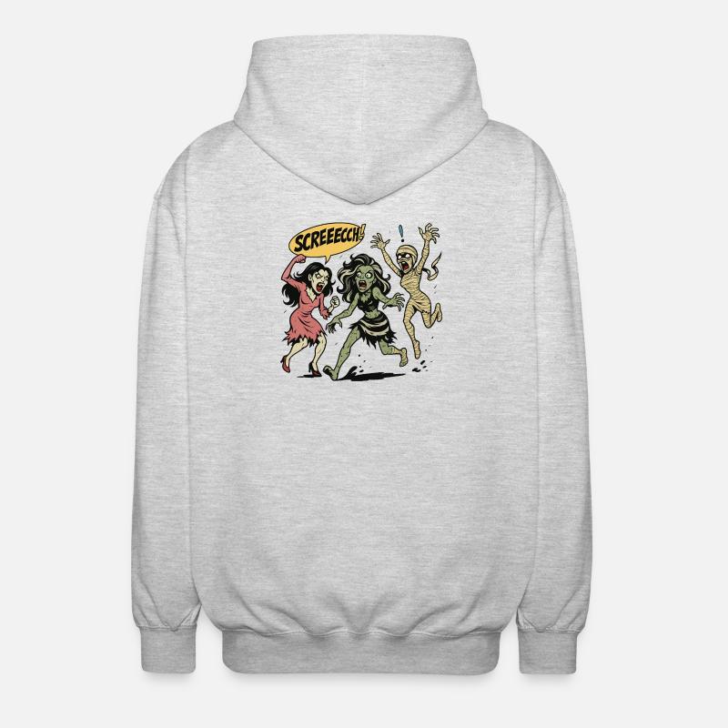 Zombie trio in screaming comic style - Unisex Hooded Jacket - light heather grey