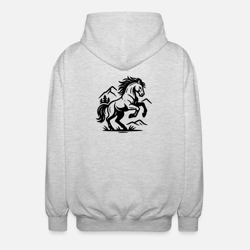 Pferd - Unisex Kapuzenjacke - Hellgrau meliert
