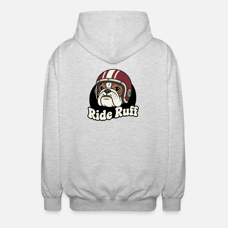 Conception du casque Ride Ruff Bulldog - Veste à capuche unisexe - gris clair chiné