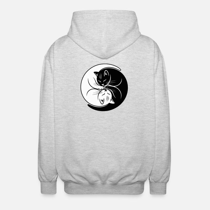 Yin-Yang Cats Black White Harmony Symbol - Unisex Hooded Jacket - light heather grey