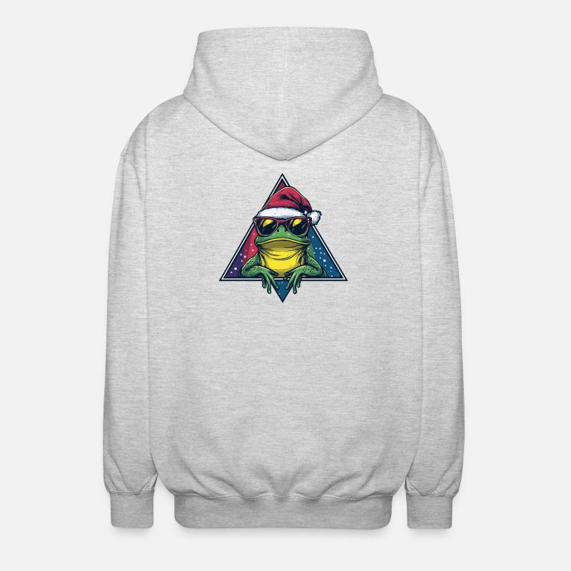 Frosch im Santa Triangle - Unisex Kapuzenjacke - Hellgrau meliert