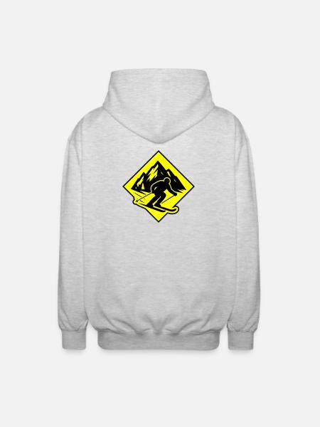 Ski Sport Silhouette Mountains - Unisex Hooded Jacket - light heather grey