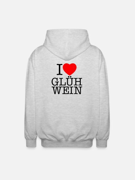 i love mulled wine Christmas - Unisex Hooded Jacket - light heather grey