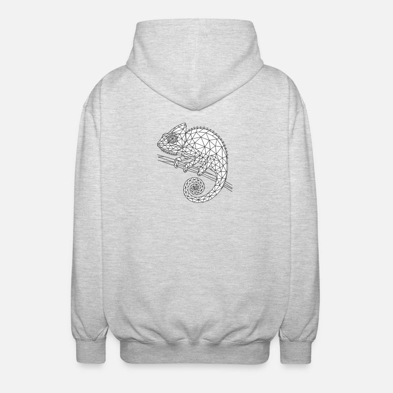 Geometric Chameleon Wireframe - Unisex Hooded Jacket - light heather grey