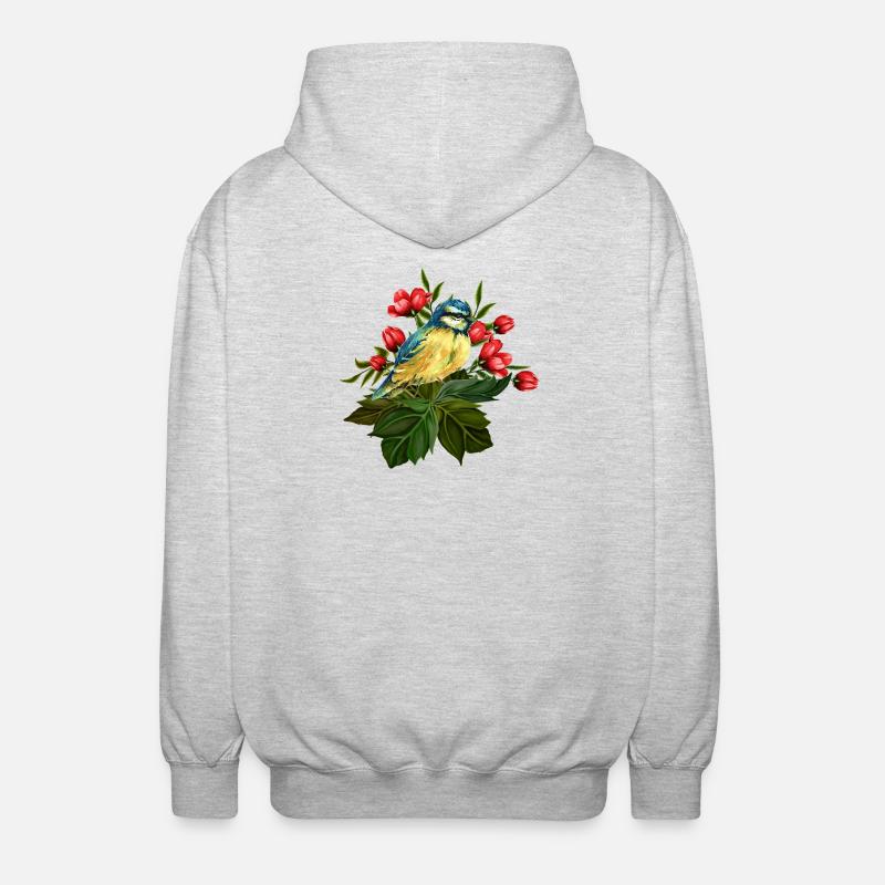 Bunter Vogel - Unisex Kapuzenjacke - Hellgrau meliert