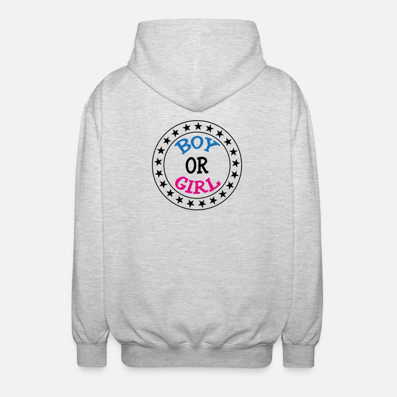 Junge oder Mädchen? Schwangerschaftsgeburt Schwanger - Unisex Kapuzenjacke - Hellgrau meliert