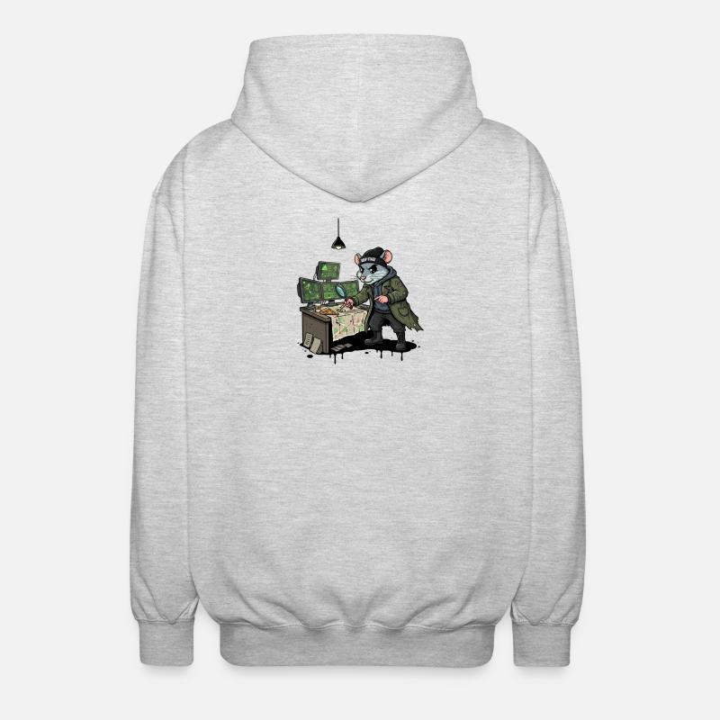 Hacker Rat Detective Deep-State Tracking - Unisex Hooded Jacket - light heather grey
