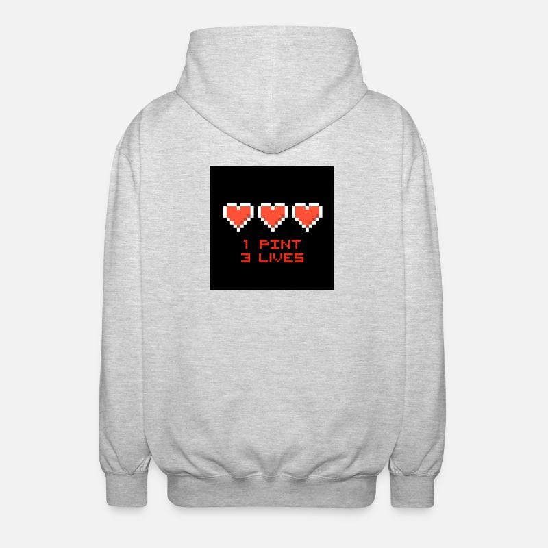 Pixel Hearts 1 pint 3 vies - Veste à capuche unisexe - gris clair chiné