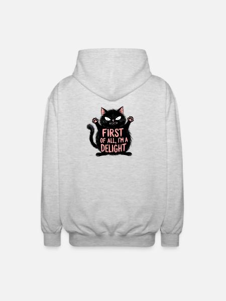 First of All I'm a Delight - Unisex Hooded Jacket - light heather grey