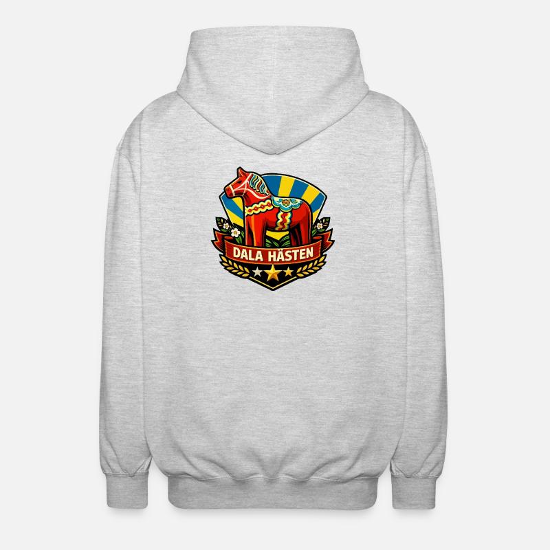 Dala hästen - Unisex Hooded Jacket - light heather grey