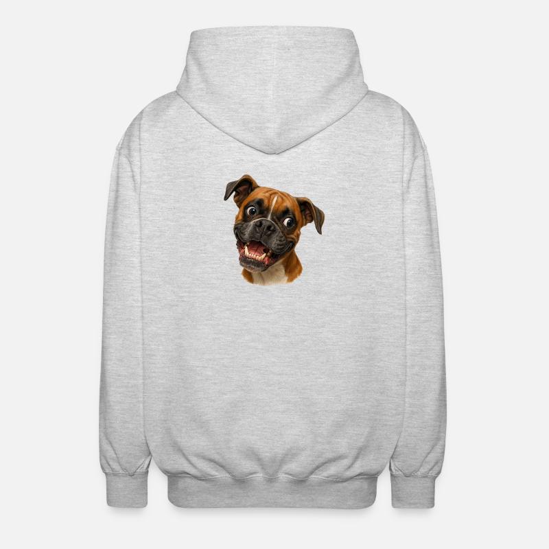 Portrait du Boxer Grin Imprimé - Veste à capuche unisexe - gris clair chiné