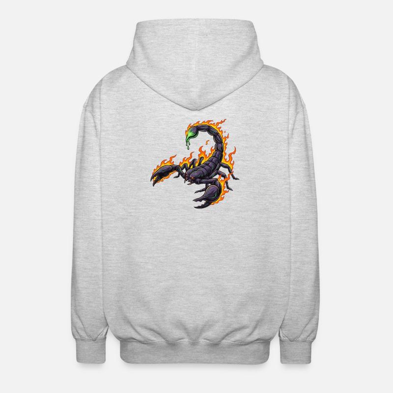 Scorpion with fire - Unisex Hooded Jacket - light heather grey