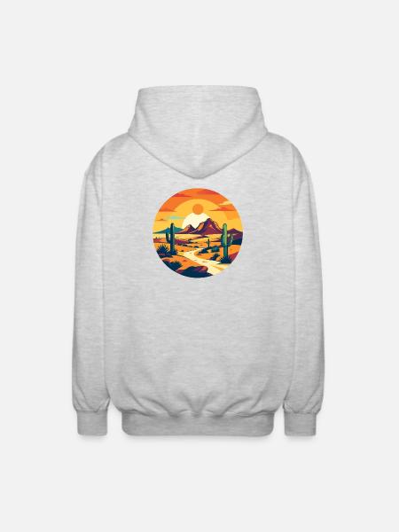 Desert Path Sunset Desert Landscape Motif - Unisex Hooded Jacket - light heather grey