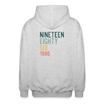 Mille neuf quatre-vingt-six rétro - Veste à capuche unisexe - gris clair chiné - Dos - AI Model Male 185 light (185cm)