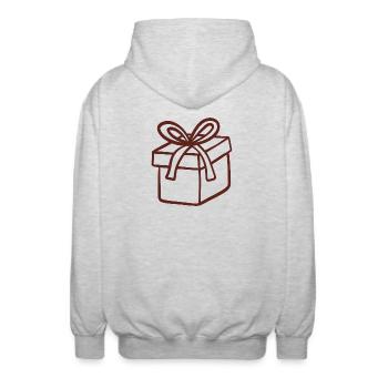 Rustic Hand-Drawn Gift Box - Unisex Hooded Jacket - light heather grey - Back - AI Model Male 185 light (185cm)