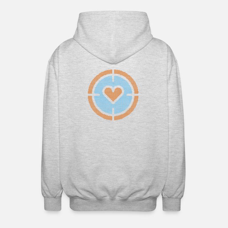 Heart in Target Emblem, atomic pattern - Unisex Hooded Jacket - light heather grey