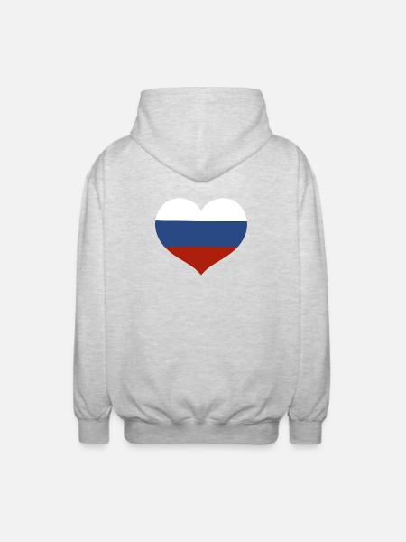 Russia Heart Flag - Unisex Hooded Jacket - light heather grey