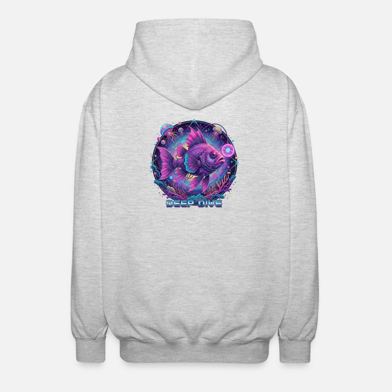 Deep Dive Neonfisch Unterwasser - Unisex Kapuzenjacke - Hellgrau meliert