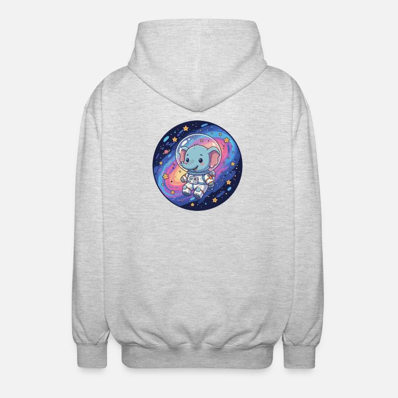 Éléphant spatial dans le casque d’astronaute - Veste à capuche unisexe - gris clair chiné