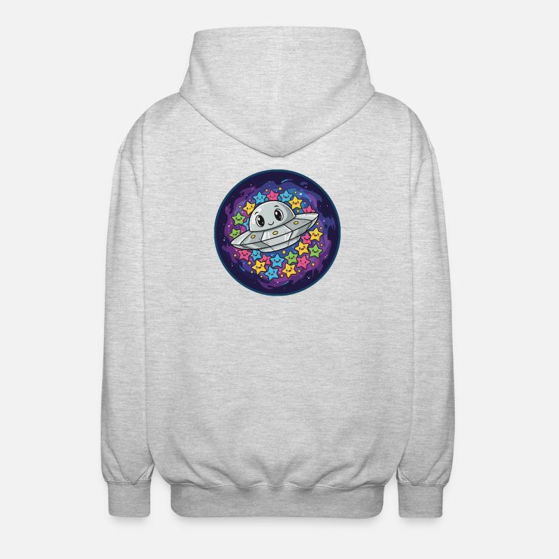 Cuddly UFO with star magic - Unisex Hooded Jacket - light heather grey