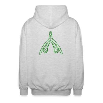 Klitoris_moos - Unisex Kapuzenjacke - Hellgrau meliert - Hinten - AI Model Male 185 light (185cm)