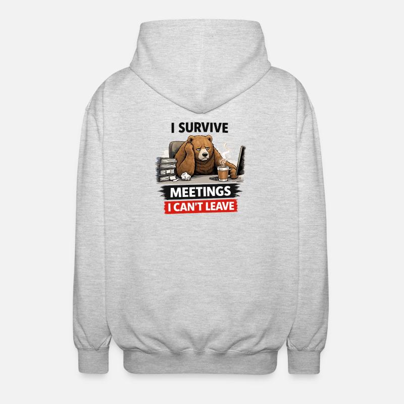 Survive Meetings Bear Desk Coffee - Veste à capuche unisexe - gris clair chiné