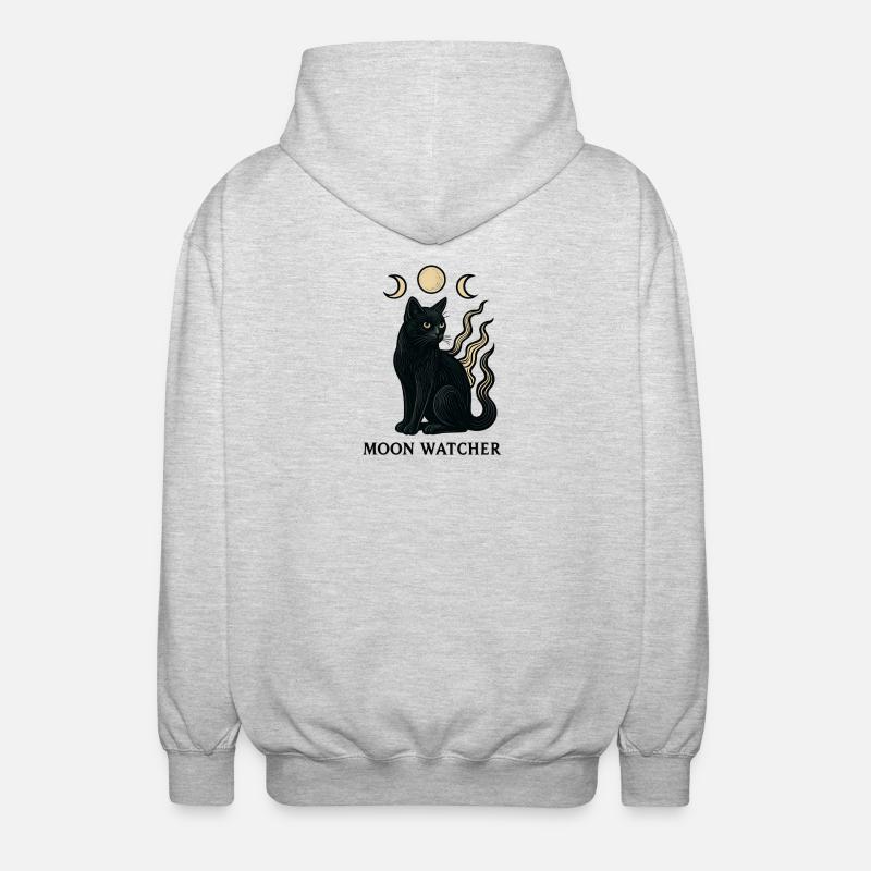 Mondwächter Katze - Unisex Kapuzenjacke - Hellgrau meliert